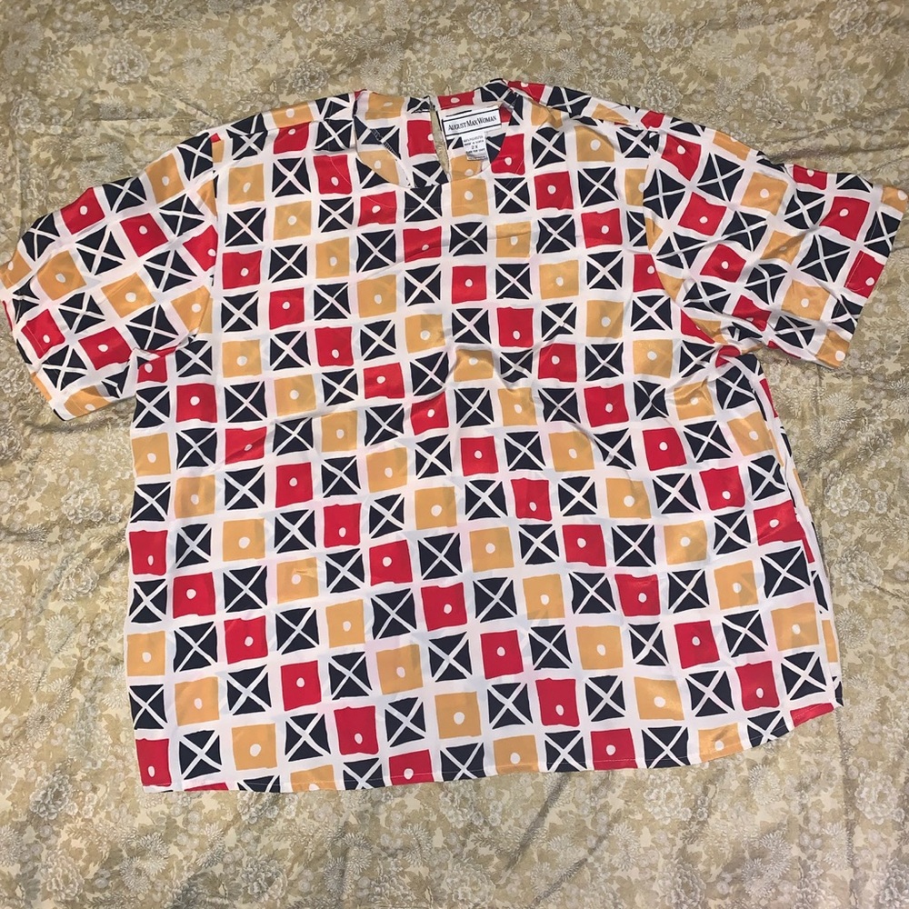❤️💛Plus Size Vintage Checkerboard Blouse❤️💛